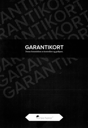 Garantikort følger med alle forsendelser Garantikort følger med alle forsendelser